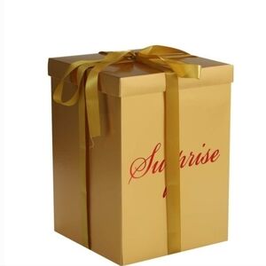 Gold Gift Box with Ribbon - Surprise Box